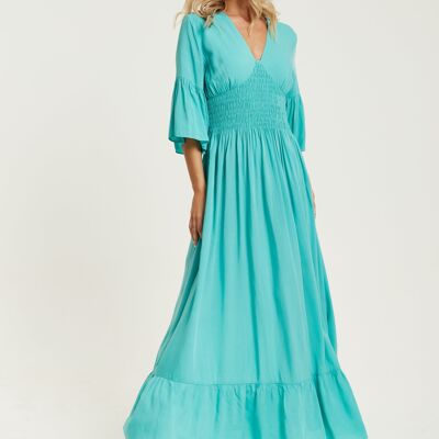 Liquorish Green Maxi Dress With Frill Sleeves