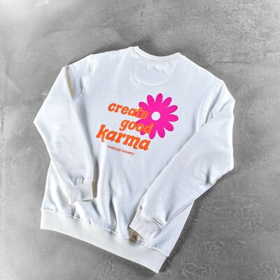 FELPA CREATE GOOD KARMA - BIANCO SPORCO