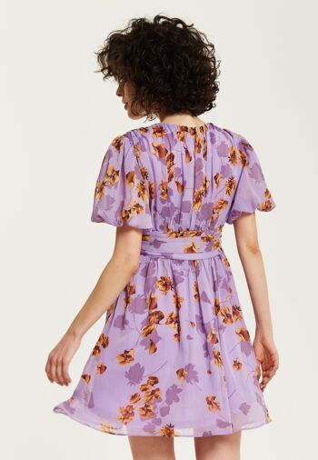 Mini-robe violette à col en V et fleurs Liquorish 5