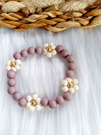 Bracelet enfant Marguerite Taupe