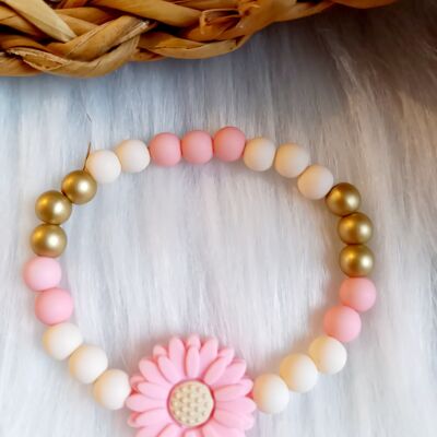 Kinderarmband Madelief rosa/gold