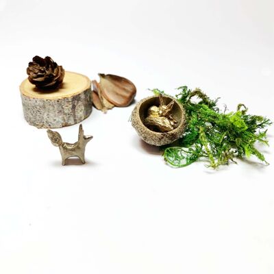 Miniature bronze fox - B - Miniature glass diorama