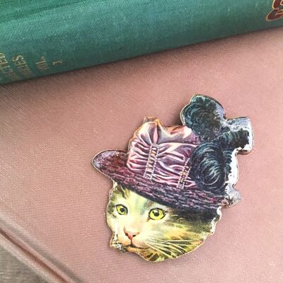 Cat brooch jewelry, vintage cat brooch