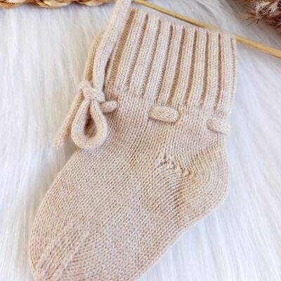 Scarpine/calzini per bebè in lana merino beige