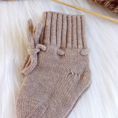 Scarpine/calzini per neonati in lana merino marrone