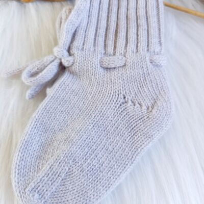 Zapatitos/calcetines bebe merino gris