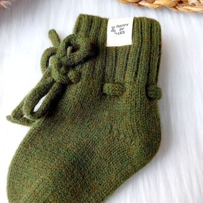 Zapatitos/calcetines bebe merino verde