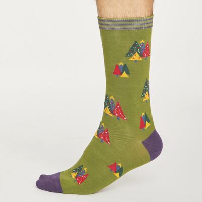 Christmas Tree Socks - Olive Green
