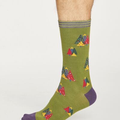 Christmas Tree Socks - Olive Green