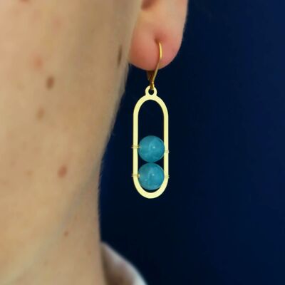Amazonite stone earrings gilded with fine gold Isis