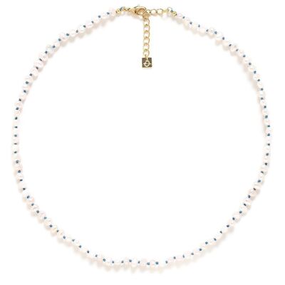 BOUNTY collier perles d'eau douce noeuds bleus