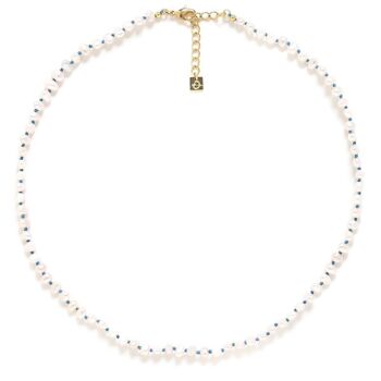 BOUNTY collier perles d'eau douce noeuds bleus 1