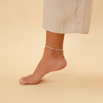 BOUNTY bracelet de cheville perles d'eau douce noeuds fuchsia 2