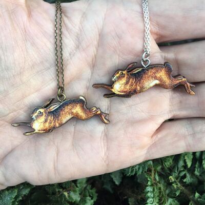 Running hare jewellery - Earrings antique bronze hoops