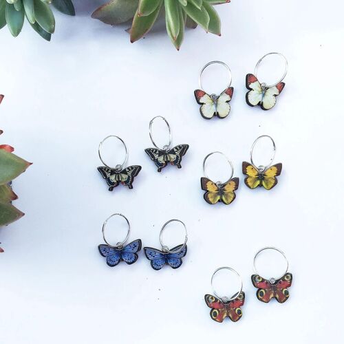 Small British butterfly earrings - A - Cloudy Yellow - Sterling silver