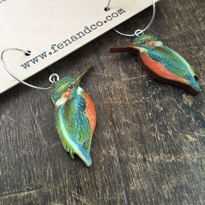 Kingfisher earrings - Necklace silver chain