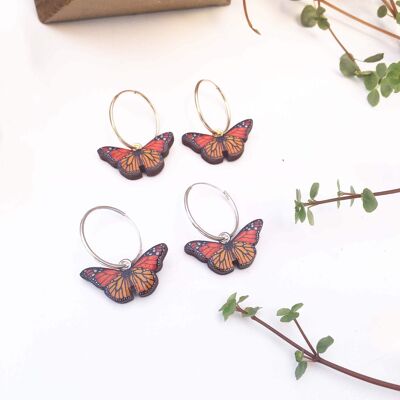 Monarch butterfly earrings - Silver plated earrings