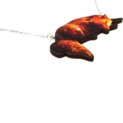 Sleeping Fox necklace - Necklace - Antique silver 17''