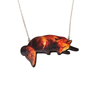 Sleeping Fox necklace - Necklace - Antique bronze 15''