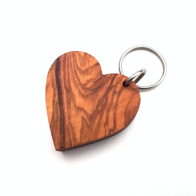 Porte-clés Coeur Fait à la main en bois d'olivier