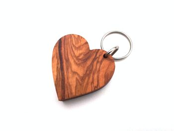 Porte-clés Coeur Fait à la main en bois d'olivier