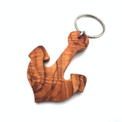 Keyring Anchor Handmade from olive wood