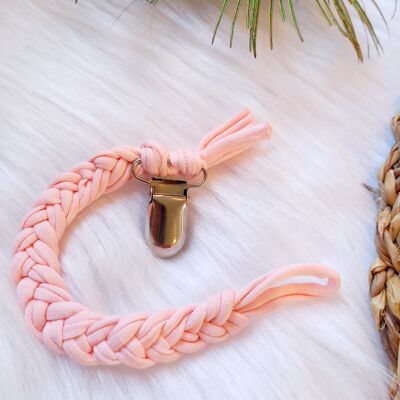Pacifier clip braided Babypink