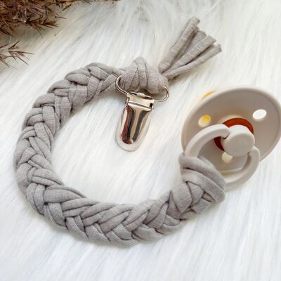Pacifier cord braided grey