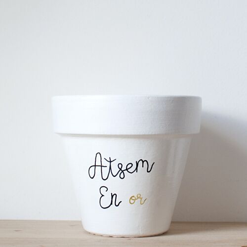 Pot / cache pot en terre cuite : Atsem en Or