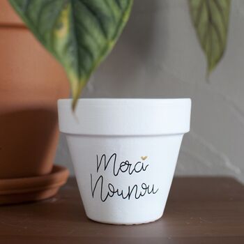 Cache pot / pot de fleur en terre cuite : Merci Nounou