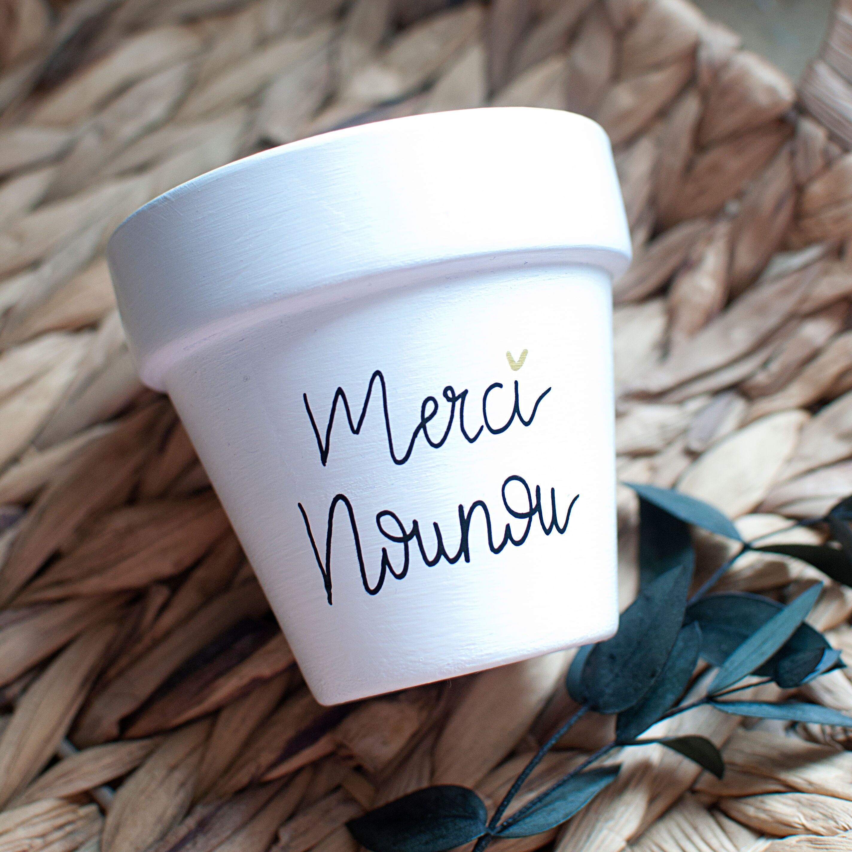 Vaso per fiori in terracotta: Grazie tata [Regalo di fine anno scolastico / Regalo della tata]