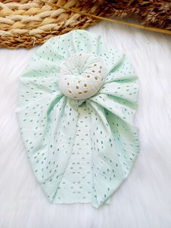 Turban bébé - broderie beignet 5