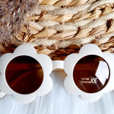 Sunglasses kids Flower round cream | Kids sunglasses