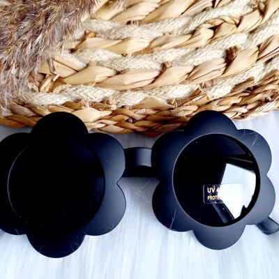 Sunglasses kids Flower round black | Kids sunglasses