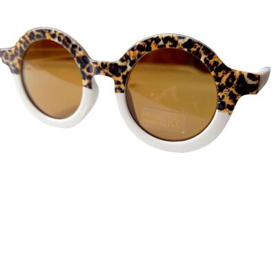 Gafas de sol retro leopardo crema infantil | gafas de sol para niños