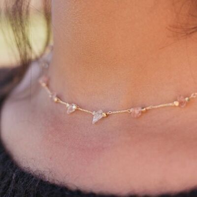 Gold Kristall Quarz minimalistische Heilung Choker zierliche Halskette