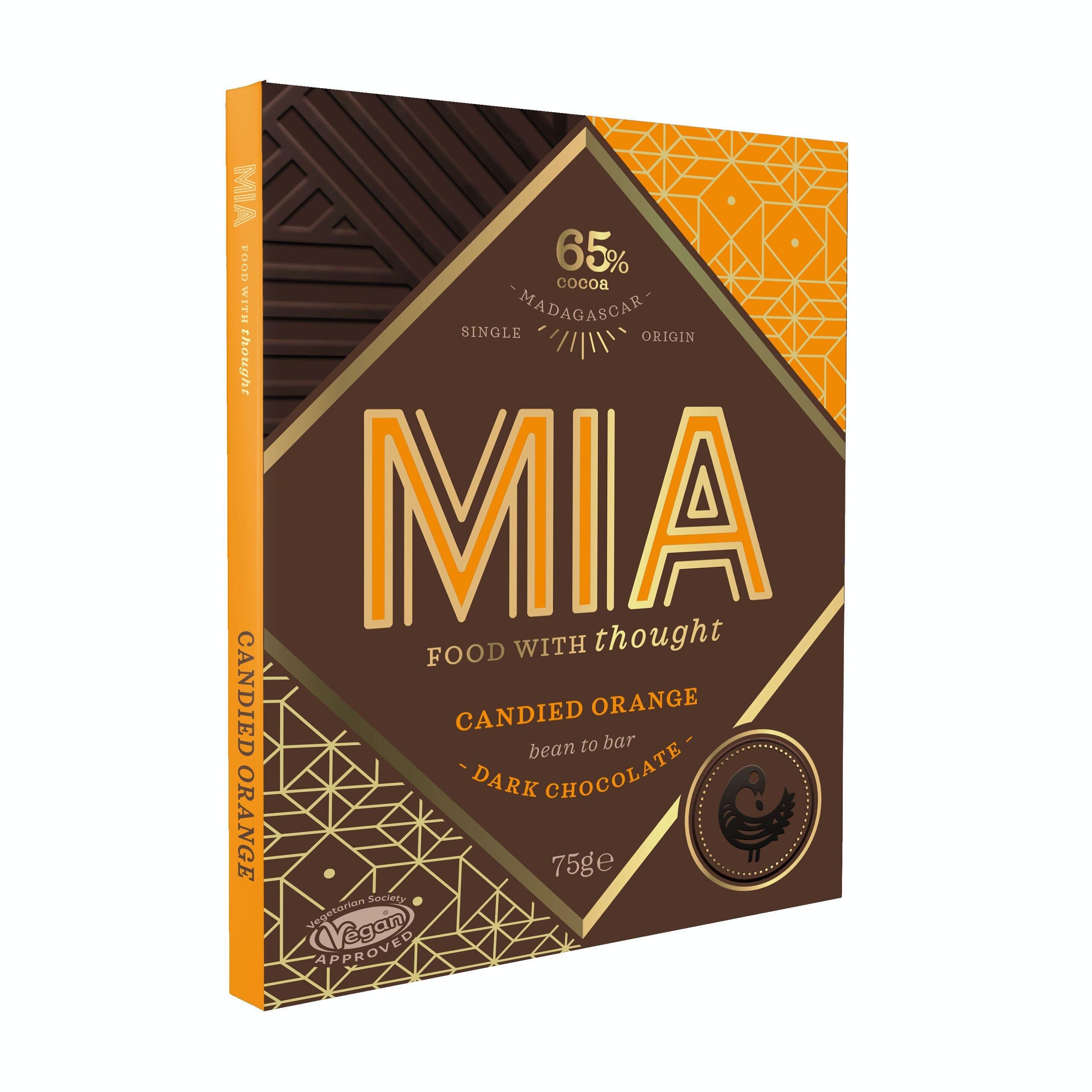 CANDIED ORANGE DARK CHOCOLATE - VEGAN, , FAIRTRADE (75G)