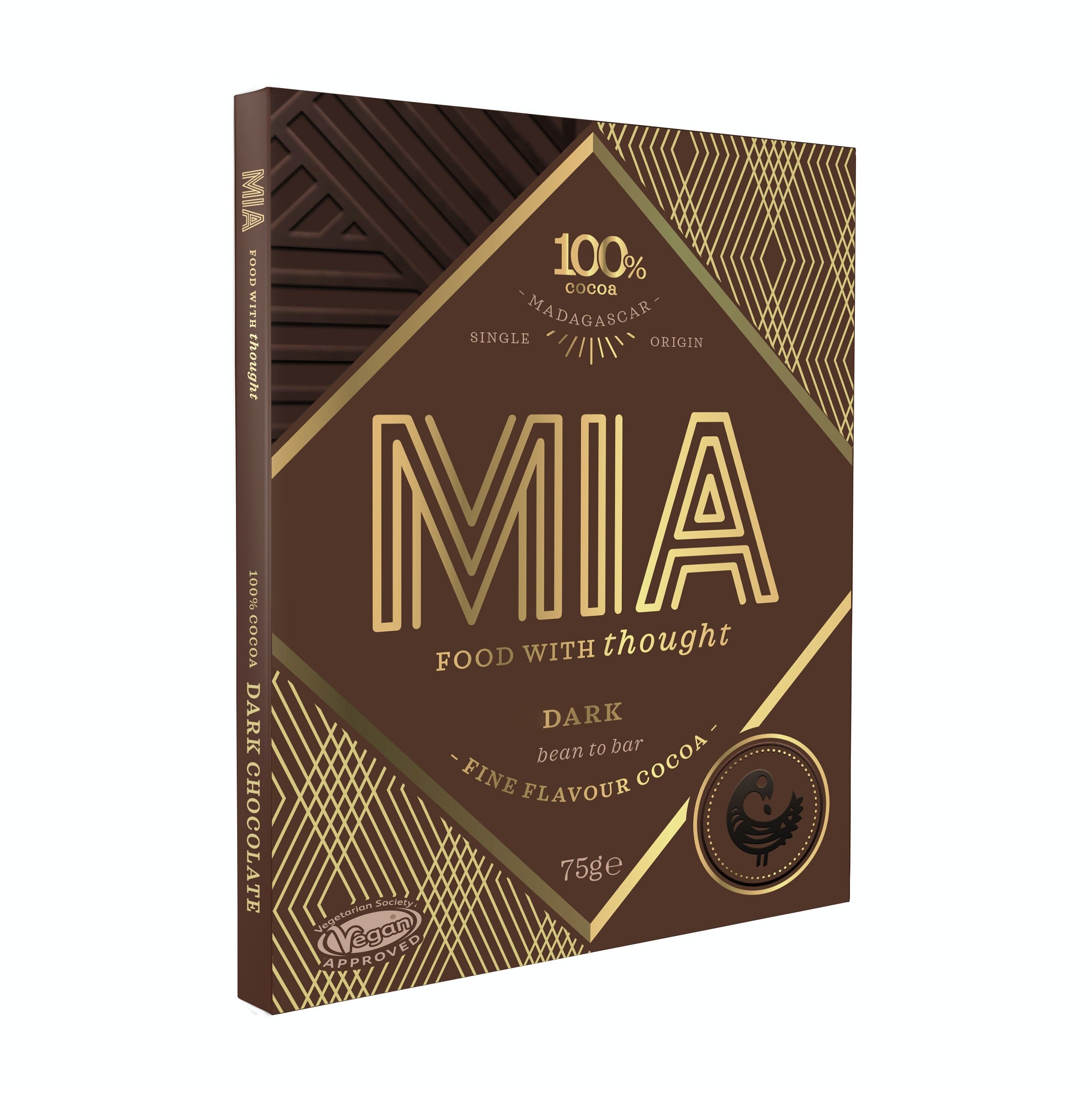 100% DARK CHOCOLATE - VEGAN, FAIRTRADE (75G)