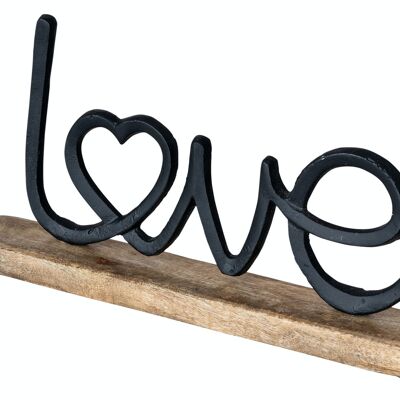 Stand lettering Love H17cm metal black wood decoration mango wood table decoration