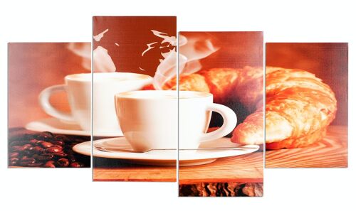 Wandbild 4 teilig Kaffee Bohnen Cafe cappuccino Espresso Bild Leinwand