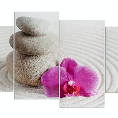 Mural 4 pieces sand wellness pink orchid feng shui picture canvas