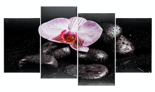 Wandbild 4 teilig Spa Wellness Orchidee Feng Shui Wasser Bild Leinwand