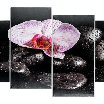 Murale in 4 parti spa benessere orchidea feng shui acqua foto su tela