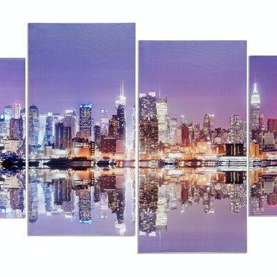 Mural 4 piezas Manhattan Skyline New York USA America cuadro lienzo