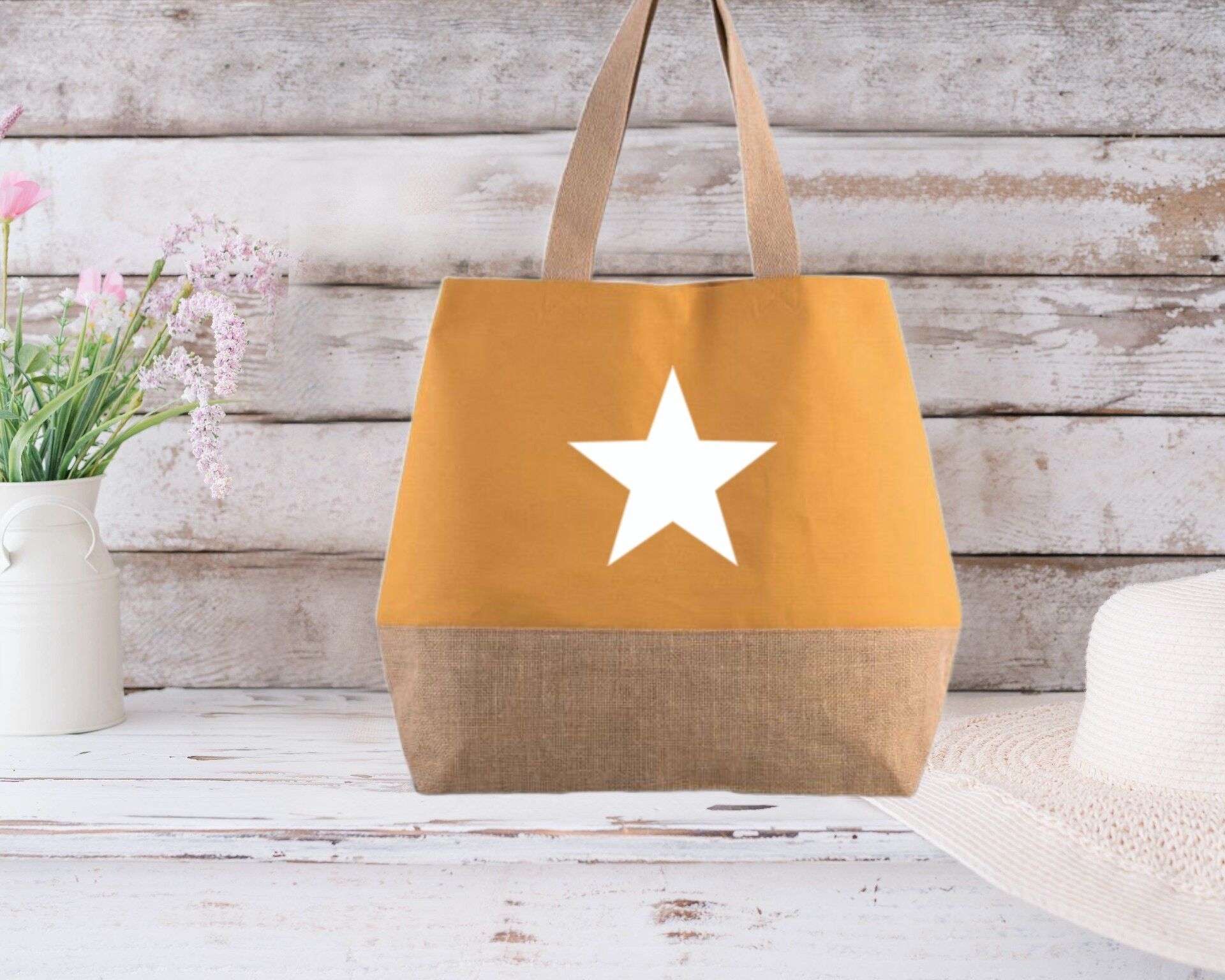 Star Design Canvas und Jute Contrast Kim Shopper