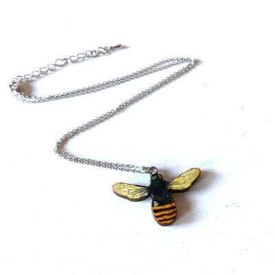 Bee jewellery - Small necklace antique bronze chain