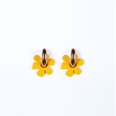 Boucles d'Oreilles CAPUCINE jaune + gros anneau