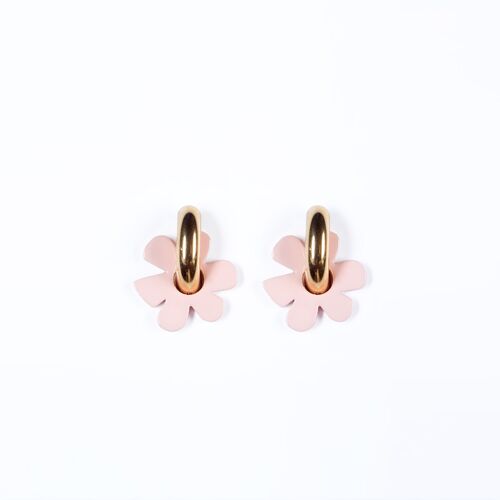 Boucles d'Oreilles CAPUCINE rose pastel + gros anneau
