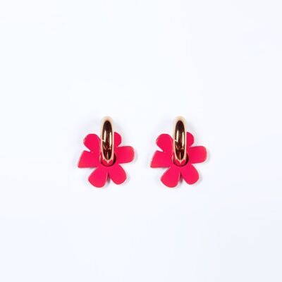 CAPUCINE Neon pink earrings + large ring