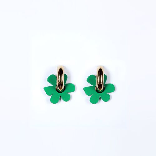 Boucles d'Oreilles CAPUCINE Vert jade + gros anneau